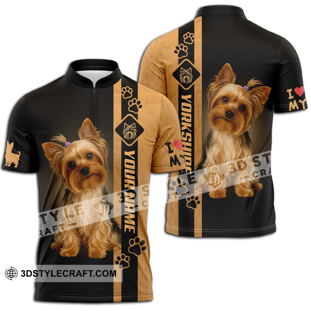 Unisex Shirt - Custom Yorkshire Terrier Shirt Zipper Polo Shirt / S T-shirt