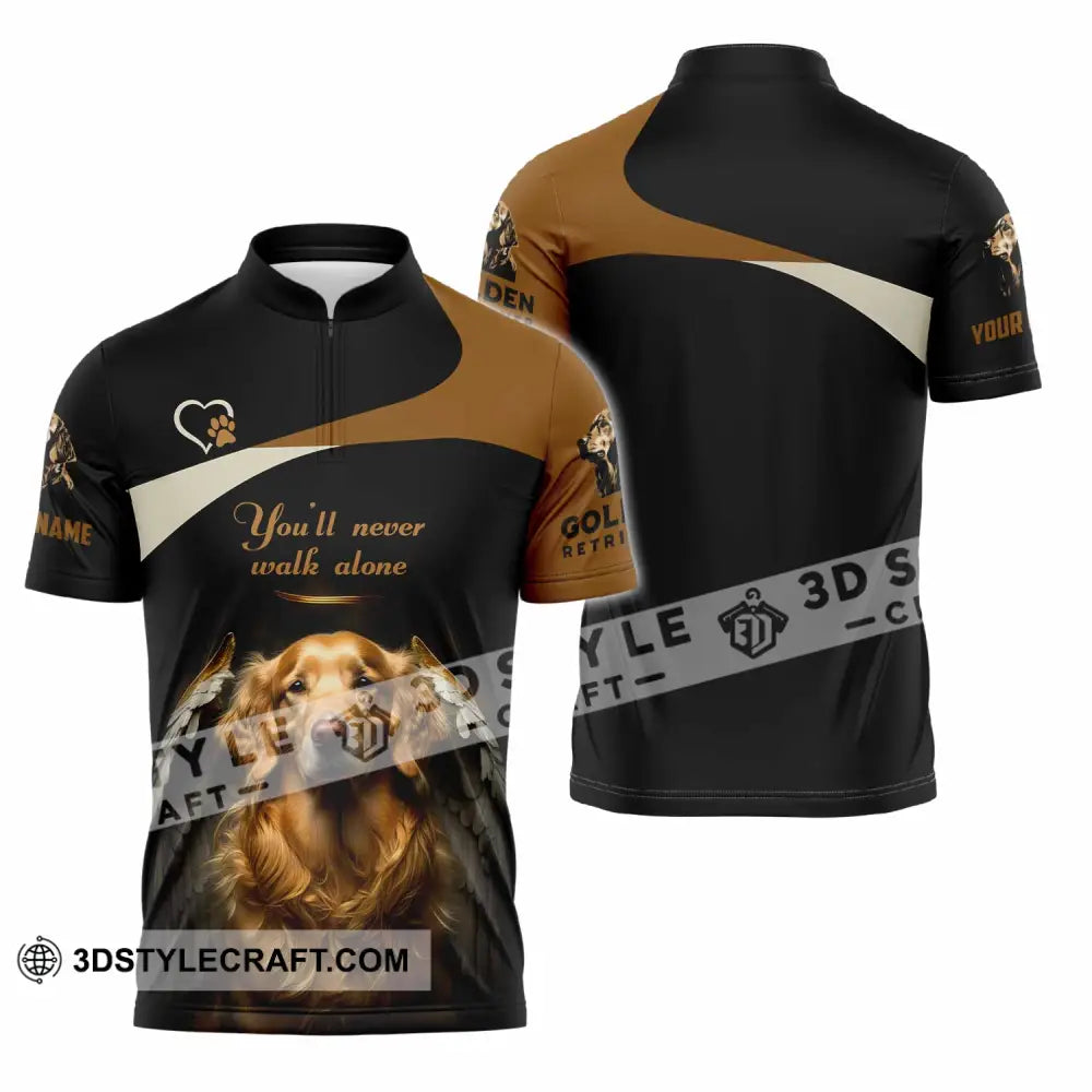 Unisex Shirt - Custom You Never Walk Alone Golden Retriever Shirt Zipper Polo Shirt / S T-shirt