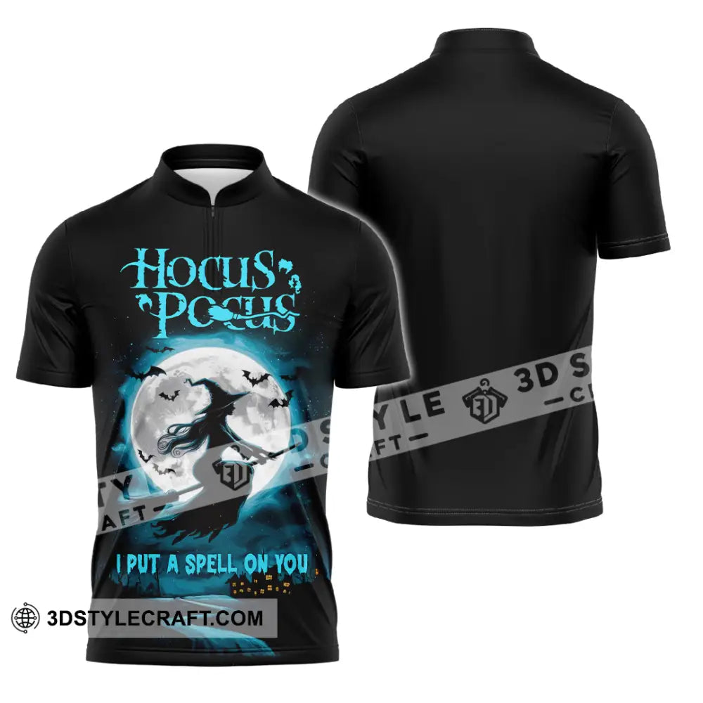 Unisex Shirt - Hocus Pocus I Put A Spell On You Halloween Shirt Zipper Polo Shirt / S T-shirt