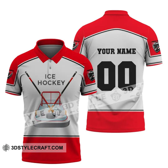 Unisex Shirt, Ice Hockey Shirt, Custom Name and Number T-Shirt, Ice Hockey Polo, Gift for Ice Hockey Player style option 3