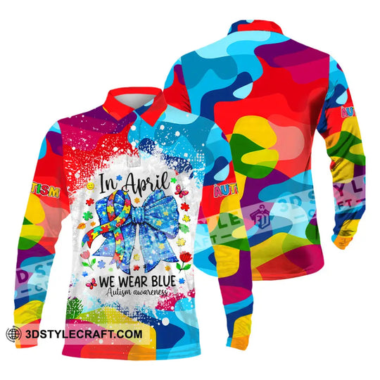 Unisex Shirt - In April We Wear Blue Autism Awareness 3D Shirt style option 4