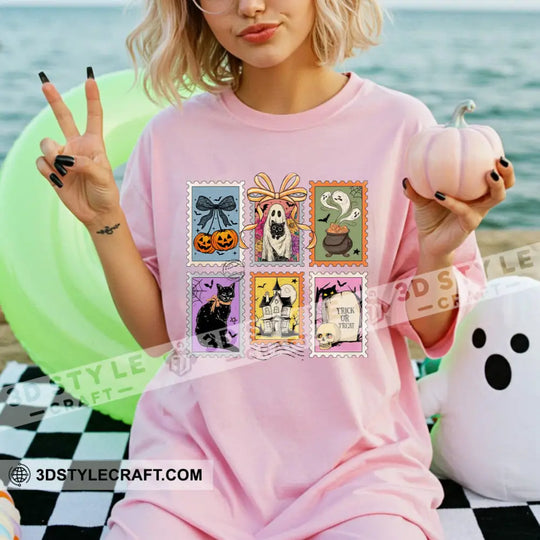Unisex T-Shirt - Retro Halloween Cat Ghost Pumpkin T-Shirt, Halloween Collectible Gift style option 4