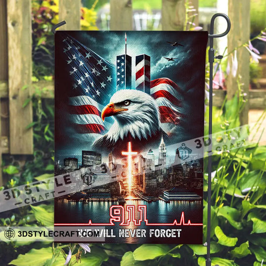 United States Flag, Fireman 911 Memorial - American Memorial Flag style option 2