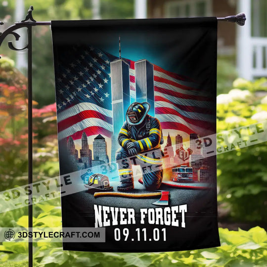 United States Flag, Fireman 911 Memorial - American Memorial Flag style option 1