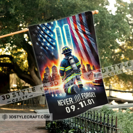 United States Flag, Fireman 911 Memorial - American Memorial Flag style option 1