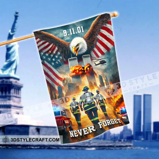 United States Flag, Fireman 911 Memorial - Never Forget - American Memorial Flag style option 1