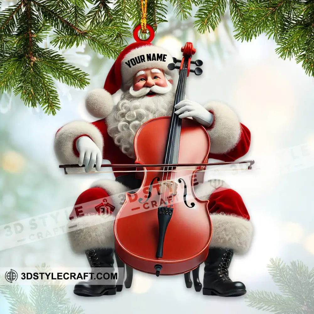 Upright Bass Santa Home Decor Christmas Ornament Personalized