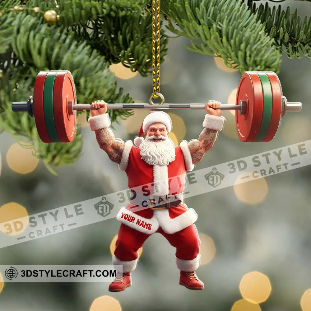 Weightlifting Santa Christmas Home Decor Christmas Ornament Personalized Ornament Ornament