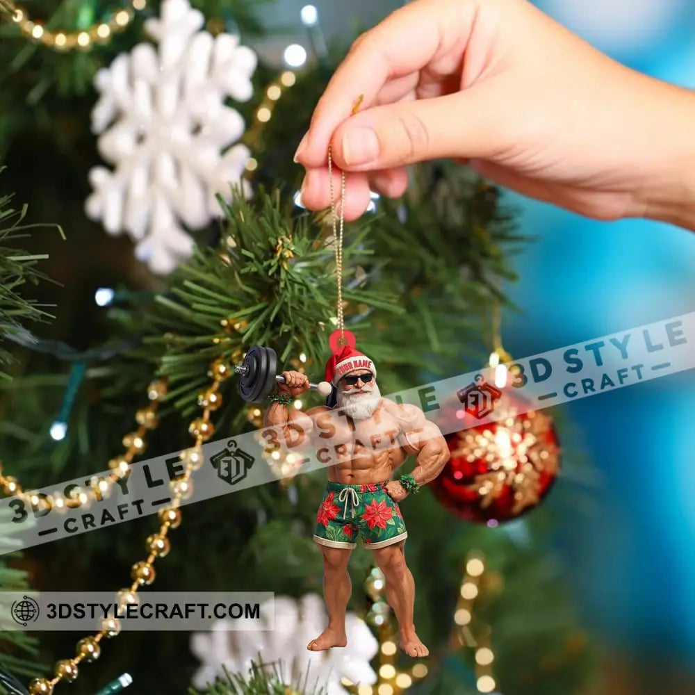Weightlifting Santa Home Decor Christmas Ornament Personalized Ornament Ornament