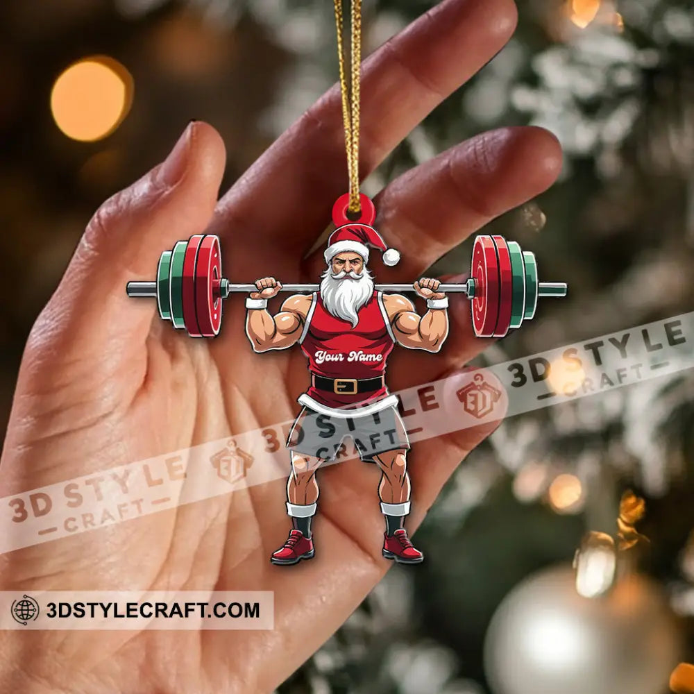 Weightlifting Santa Home Decor Christmas Ornament Personalized Ornament Ornament
