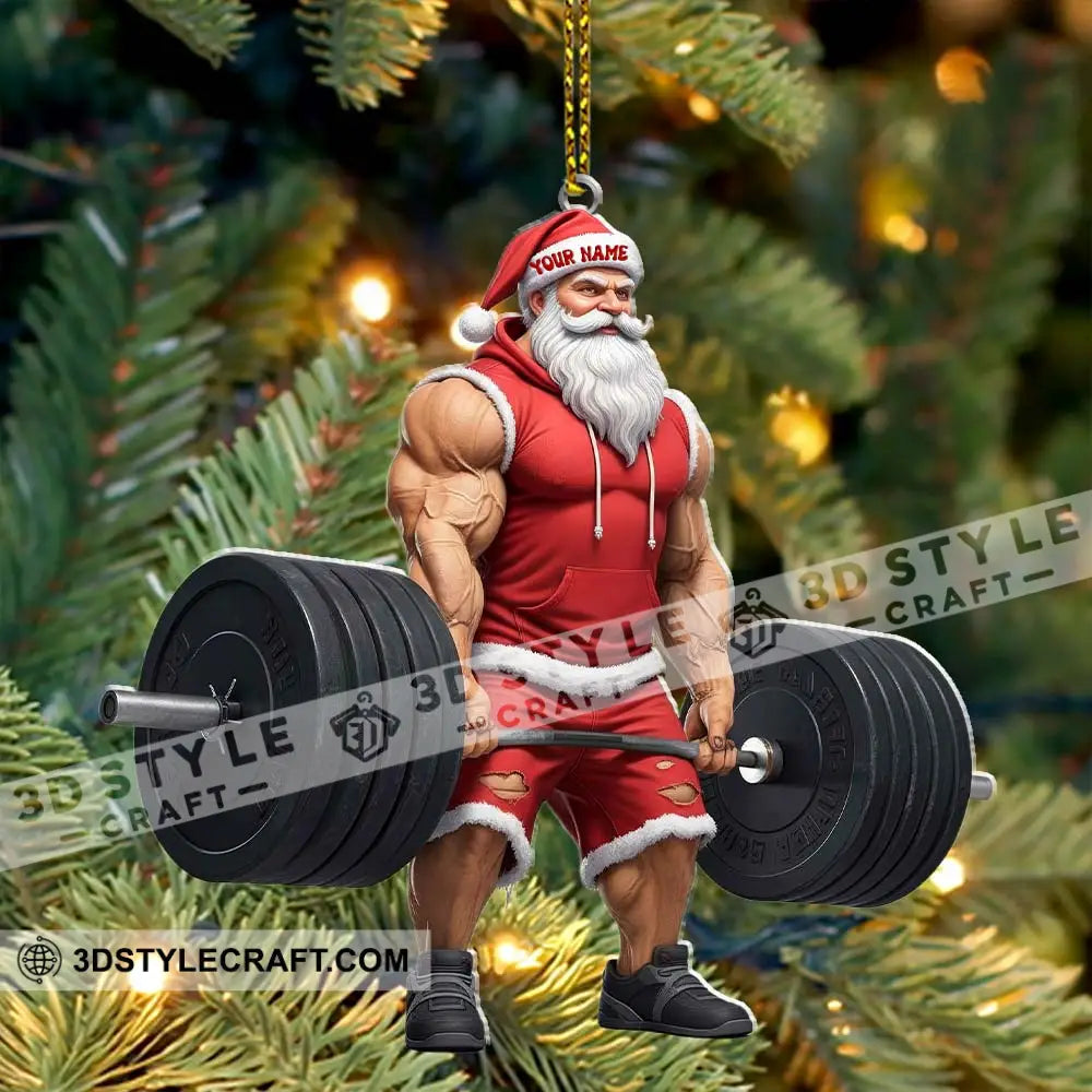 Weightlifting Santa Home Decor Christmas Ornament Personalized Ornament Ornament