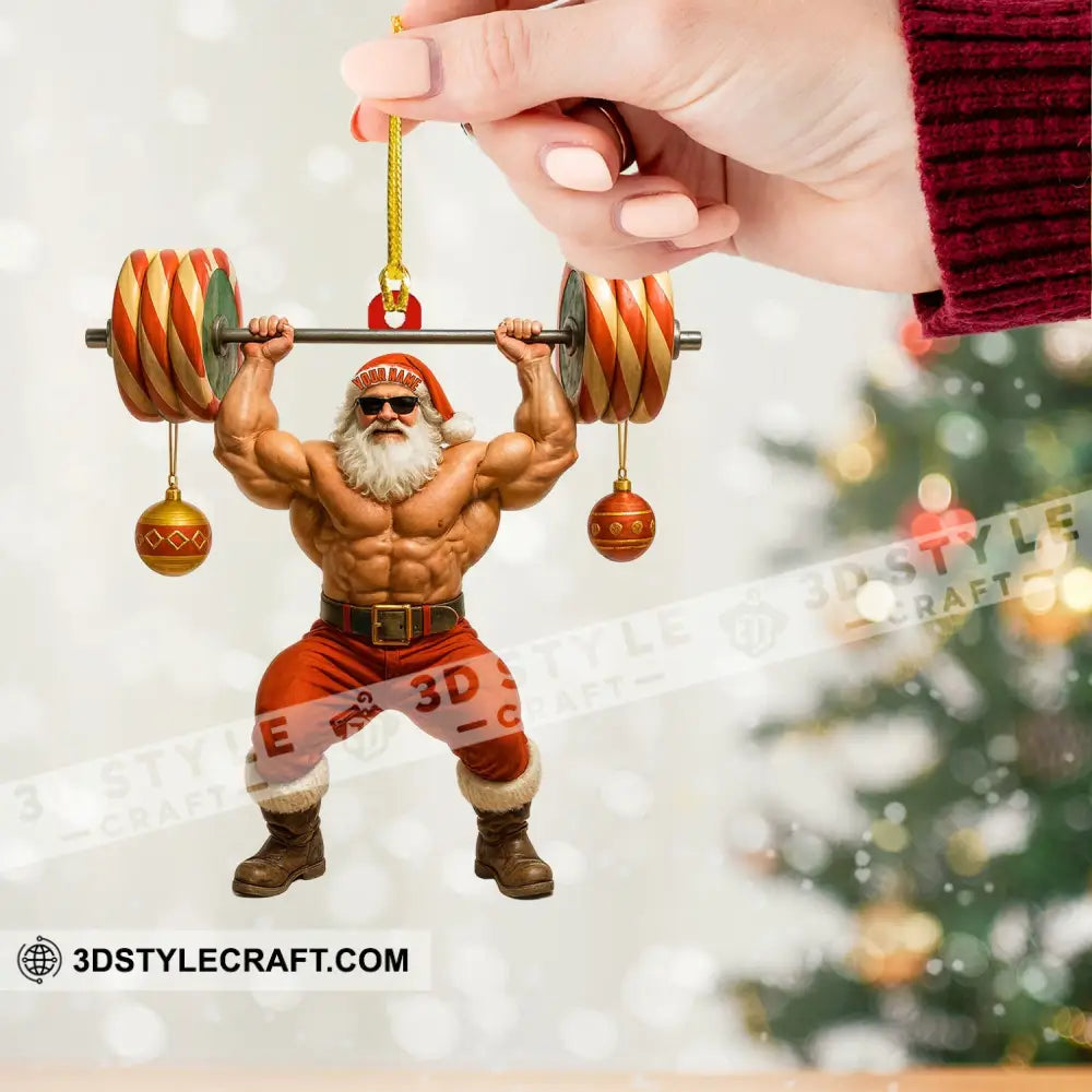 Weightlifting Santa Home Decor Christmas Ornament Personalized Ornament Ornament