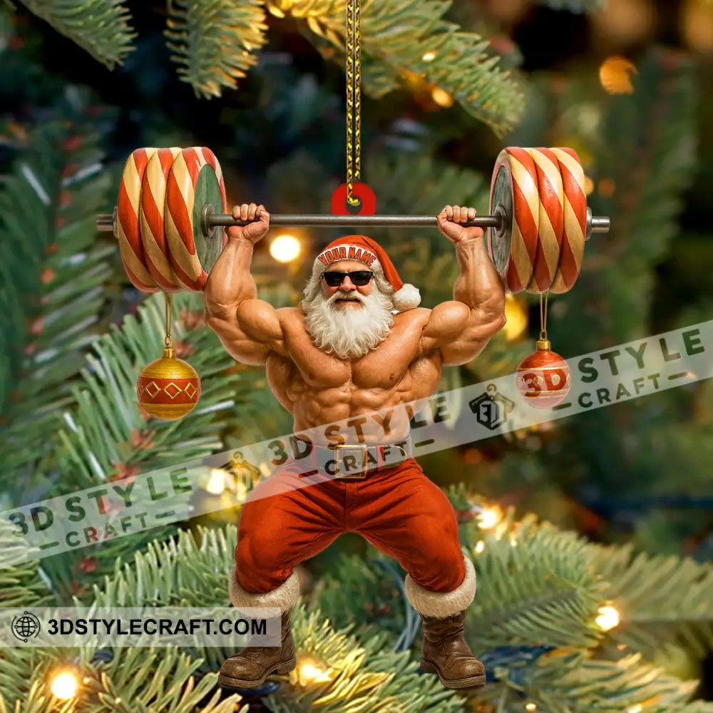 Weightlifting Santa Home Decor Christmas Ornament Personalized Ornament Ornament