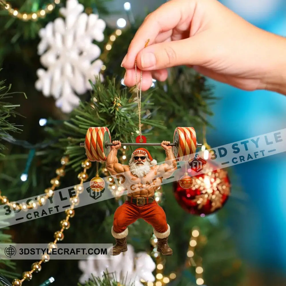 Weightlifting Santa Home Decor Christmas Ornament Personalized Ornament Ornament