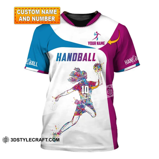 Woman Shirt, Custom Name and Number Handball Shirt, Handball Polo Long Sleeve, Handball Club Uniform, Handball Lover Gift style option 1