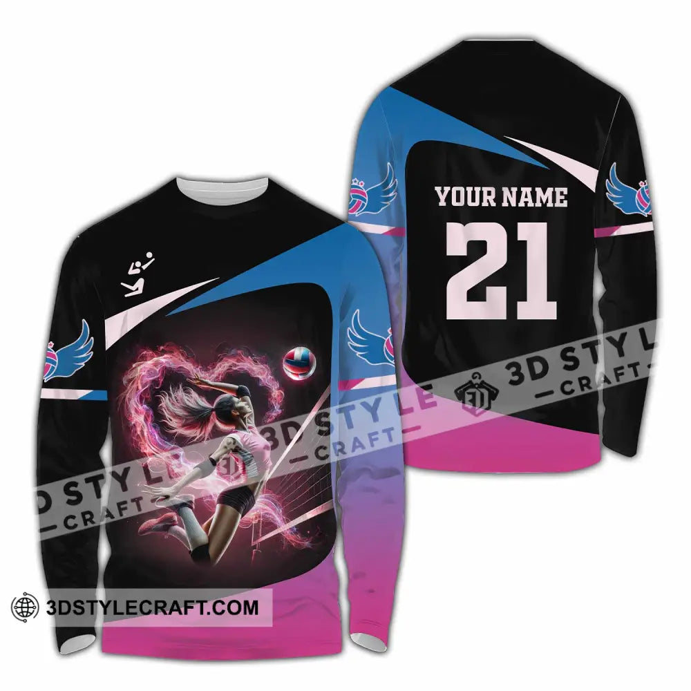 Woman Shirt Custom Name And Number Volleyball Love T-Shirt T-Shirt