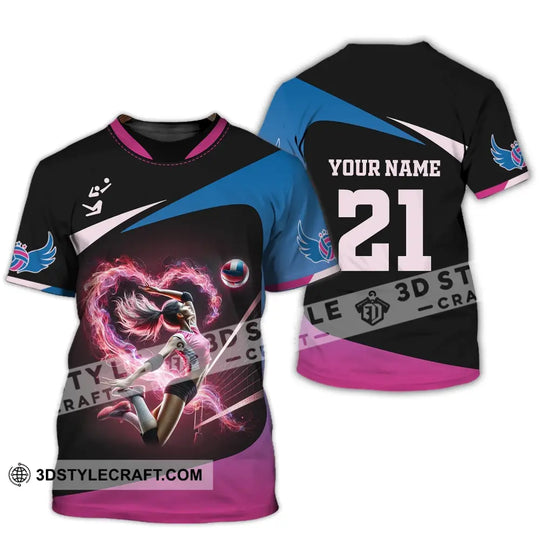Woman Shirt, Custom Name and Number Volleyball Shirt, Volleyball  Love T-Shirt style option 2