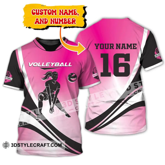 Woman Shirt, Custom Name and Number Volleyball Shirt, T-Shirt for Volleyball Club, Gift for Volleyball Players style option 1