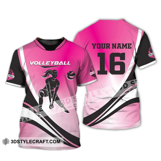 Woman Shirt, Custom Name and Number Volleyball Shirt, T-Shirt for Volleyball Club, Gift for Volleyball Players style option 2