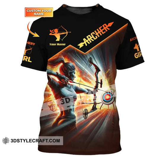 Woman Shirt, Custom Name Archer Shirt, Archery Girl, Shirt for Archery Lovers style option 1