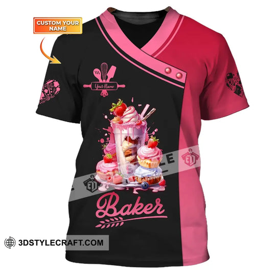 Woman Shirt, Custom Name Baker Shirt, Bakery Chef Shirt, Baking Lovers Gift style option 1