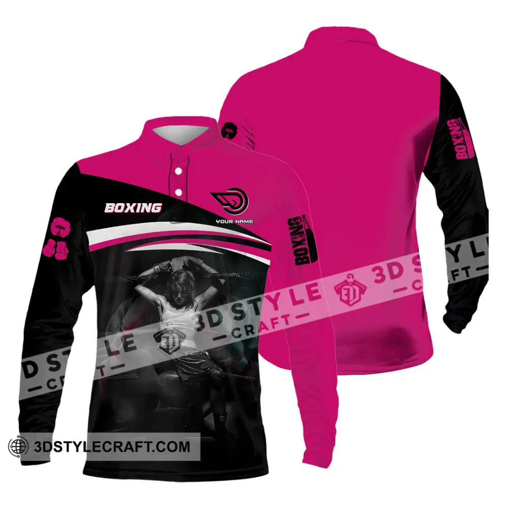 Woman Shirt Custom Name Boxing Long Sleeve T-Shirt Polo / S T-Shirt