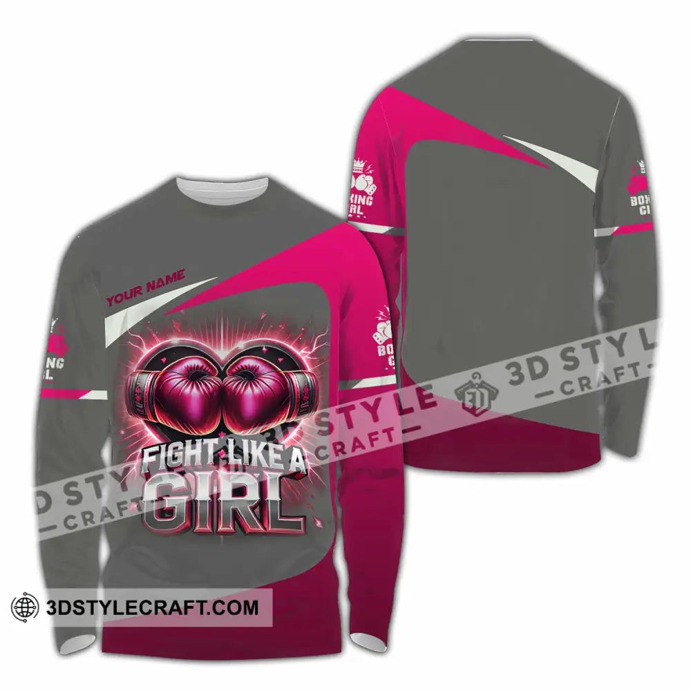 Woman Shirt Custom Name Boxing Polo Long Sleeve / S T-Shirt