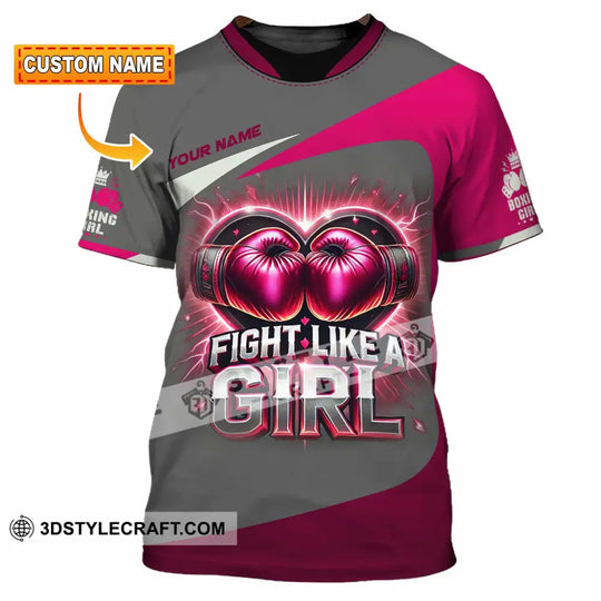 Woman Shirt, Custom Name Boxing Shirt, Boxing Polo Long Sleeve Shirt style option 1