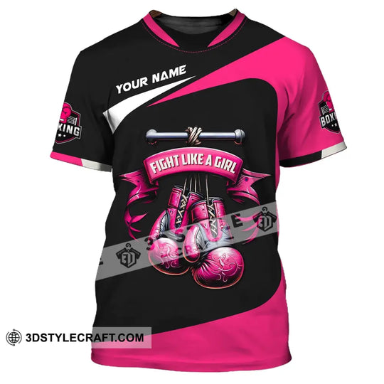 Woman Shirt, Custom Name Boxing T-Shirt, Boxing Hoodie Polo Shirt, Gift for Boxing Lover style option 2