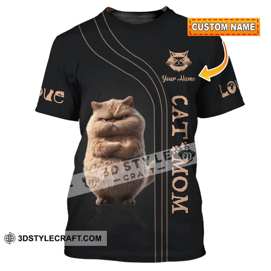 Woman Shirt, Custom Name Cat Love Shirt, Cat Mom T-Shirt style option 1