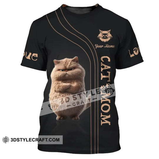 Woman Shirt, Custom Name Cat Love Shirt, Cat Mom T-Shirt style option 2