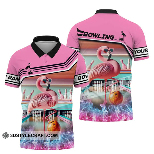 Woman Shirt - Custom Name Shirt, Flamingo Bowling Shirt - Gift for Bowling Lovers style option 4