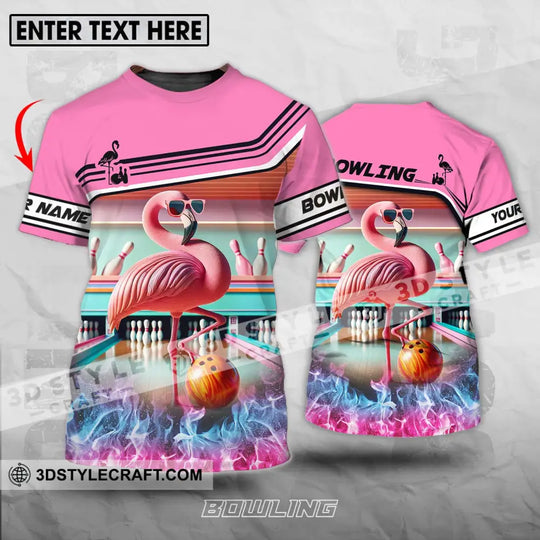 Woman Shirt - Custom Name Shirt, Flamingo Bowling Shirt - Gift for Bowling Lovers style option 1