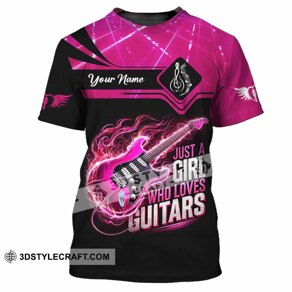 Woman Shirt Custom Name Guitarist Girl Guitar Love T-Shirt / S T-Shirt