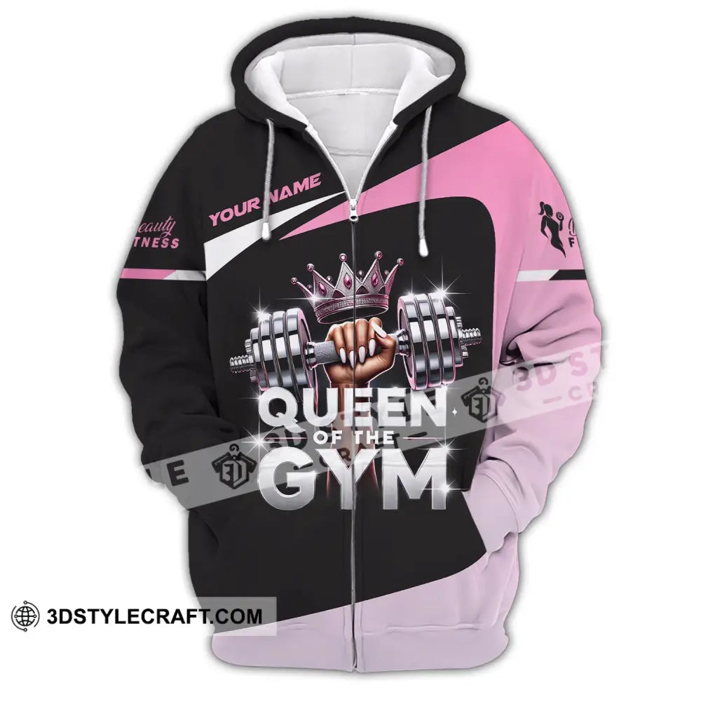 Woman Shirt Custom Name Gym Queen Of The T-Shirt Zipper Hoodie / S T-Shirt