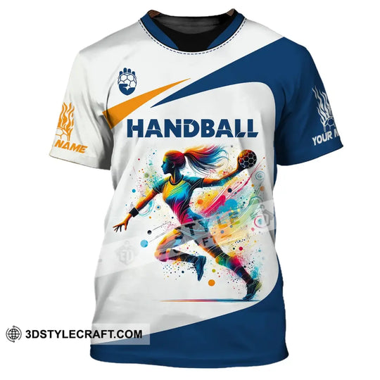 Woman Shirt, Custom Name Handball Player Shirt, Handball Hoodie Shirt Polo Long Sleeve, Gift for Handball Player style option 2