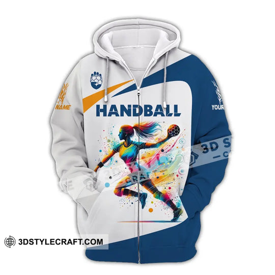 Woman Shirt, Custom Name Handball Player Shirt, Handball Hoodie Shirt Polo Long Sleeve, Gift for Handball Player style option 3