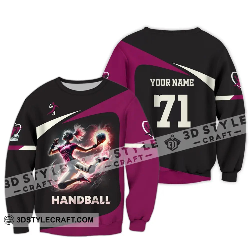 Woman Shirt Custom Name Handball Polo Long Sleeve Lover T-Shirt / S T-Shirt