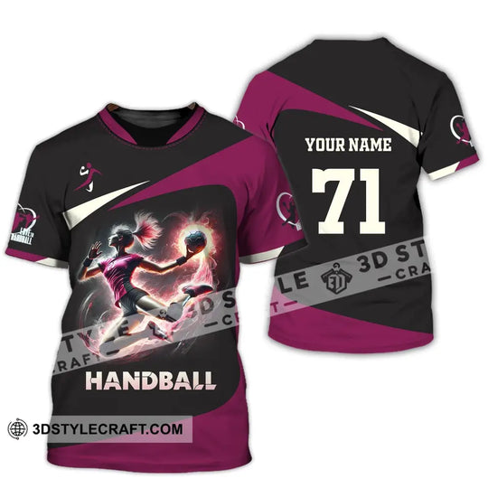 Woman Shirt, Custom Name Handball Shirt, Handball Polo Long Sleeve, Handball Lover T-Shirt style option 2