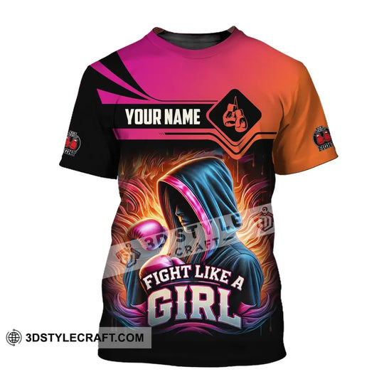 Woman Shirt, Custom Name Kick Boxing Shirt, Kick Boxing Polo Long Sleeve, Kick Boxing Gift style option 2