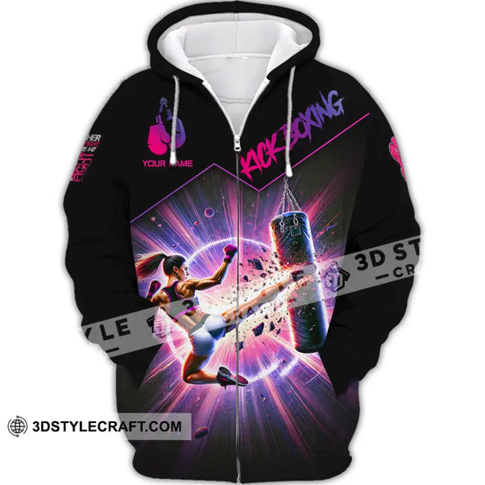 Woman Shirt, Custom Name Kick Boxing Shirt, Kick Boxing Polo Long Sleeve, Kick Boxing Gift style option 3