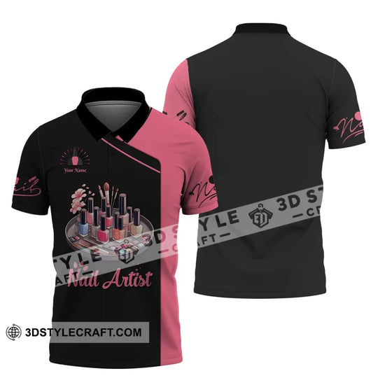 Woman Shirt, Custom Name Nail Artist Shirt, Nail Artist Hoodie Polo Long Sleeve, Gift for Nail Artists style option 4