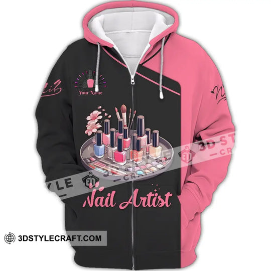 Woman Shirt, Custom Name Nail Artist Shirt, Nail Artist Hoodie Polo Long Sleeve, Gift for Nail Artists style option 3