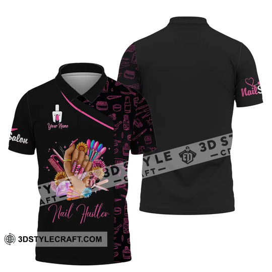 Woman Shirt, Custom Name Nail Artist Shirt, Nail Hustler, Nail Salon T-Shirt style option 4
