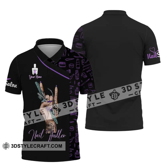 Woman Shirt, Custom Name Nail Artist Shirt, Nail Hustler, Nail Salon T-Shirt style option 4