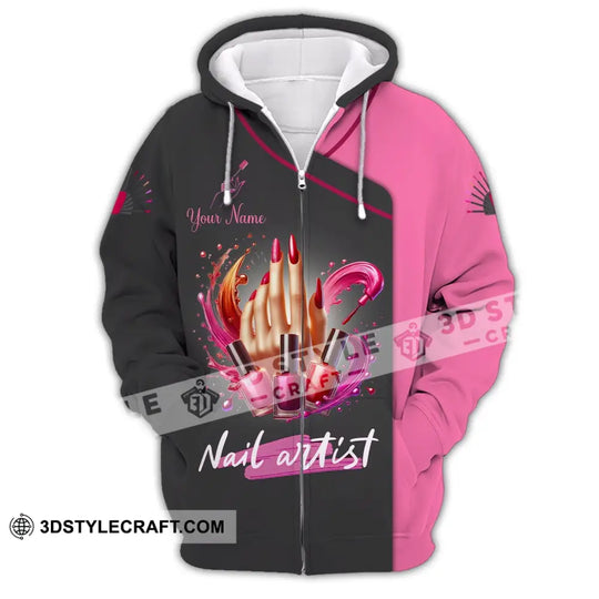 Woman Shirt, Custom Name Nail Artist Shirt, T-Shirt for Nail Shop, Nail Artist Uniform, Gift for Nail Artist style option 3