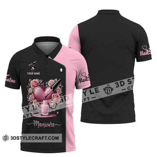 Woman Shirt, Custom Name Nail Salon Shirt, T-Shirt for Nail Salon, Manicure style option 4