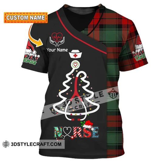 Woman Shirt, Custom Name Nurse Shirt, Nurse Christmas Polo Long Sleeve, Nurse Love T-Shirt style option 1
