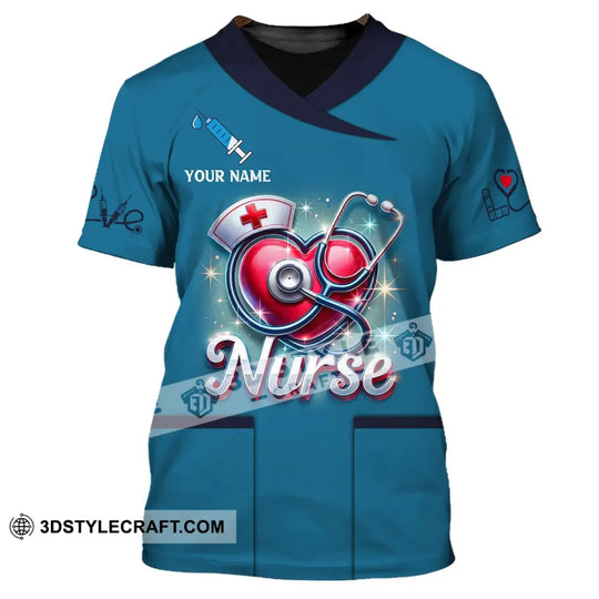 Woman Shirt, Custom Name Nurse Shirt, Nurse Polo Long Sleeve, Nurse Love T-Shirt style option 2