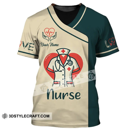 Woman Shirt, Custom Name Nurse Shirt, Nurse Polo Long Sleeve, Nurse Love T-Shirt style option 2